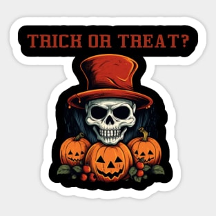 Trick or treat? halloween patterns, pumpkin and skull Sticker